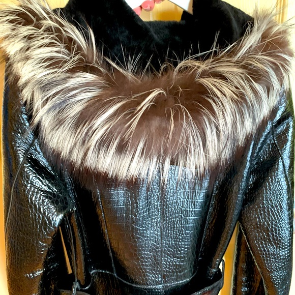 Brand New Real Black Silver Winter Fur Coat With Hood - Picture 1 of 7
